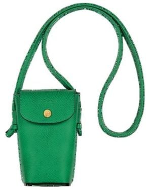 Longchamp Logo-Embossed Leather Phone Case - Green