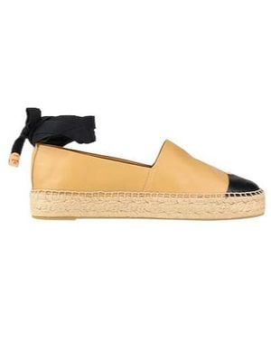 Tory Burch Two-Tone Colour Block Straw Shoes - Brown