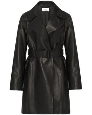 The Row Belted Leather Trench Coat - Black