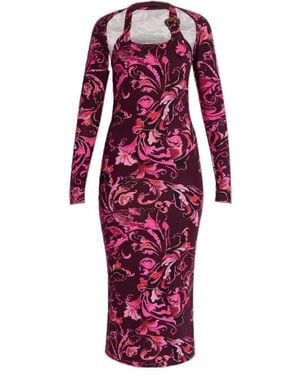 Versace Jeans Couture Couture Barocco Print Midi Dress - Red