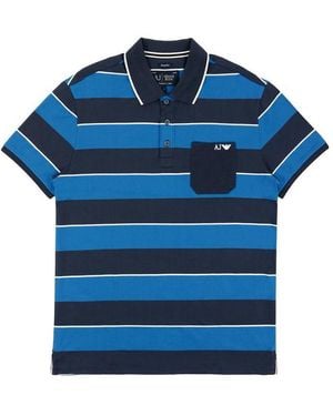 Armani Jeans Striped Logo Polo Shirt - Blue