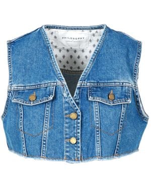 Philosophy Di Lorenzo Serafini V-Collar Denim Vest - Blue