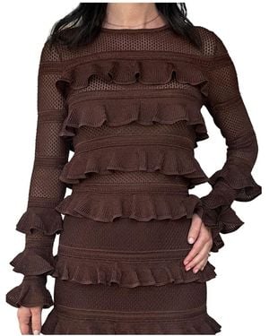 Zimmermann Paneled Ruffled Top - Brown