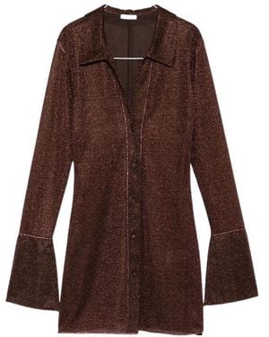 Oséree Osree Long-Sleeve Buttoned Mini Dress - Brown