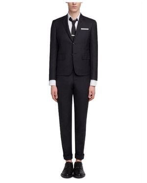 Thom Browne Super 120S Twill Suit With Tie - Blue