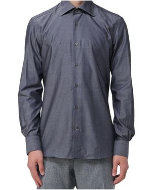 Mazzarelli Twill Cotton Shirt - Blue