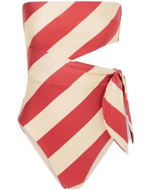 Zimmermann Roselight Tie Bandeau Striped Swimsuit - Red