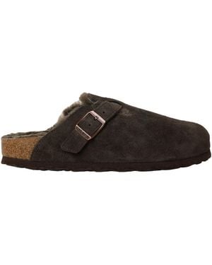 Birkenstock Velvet-Lined Closed-Toe Mules - Brown