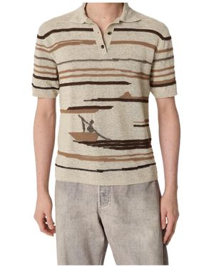 Bottega Veneta Lightweight Graphic Polo Shirt - Grey