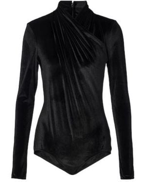 Mugler Draped Velvet Bodysuit - Black