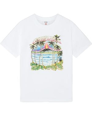 CASABLANCA Volcano Printed Crewneck T-Shirt - White