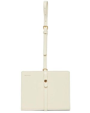 Marni Calf Leather Strapped Clutch Bag - White