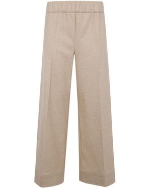 D.exterior Flannel Wide-Leg Pants - Natural