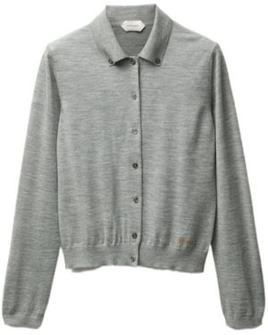 Versace Logo Embroidered Cardigan - Grey