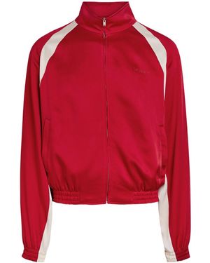 Saint Laurent Satin-Crepe Track Jacket - Red