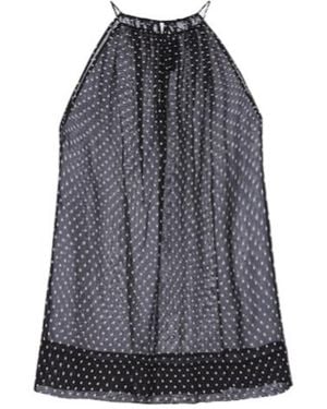 Nili Lotan Nikki Halterneck Polka-Dot Silk Top - Gray