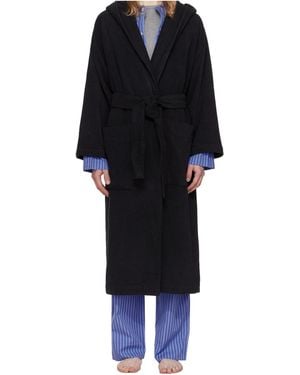 Tekla Terry Hooded Bathrobe - Black