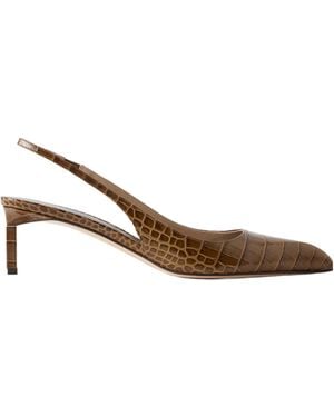 Tom Ford Croc-Effect Leather Slingback Court Shoes - Brown