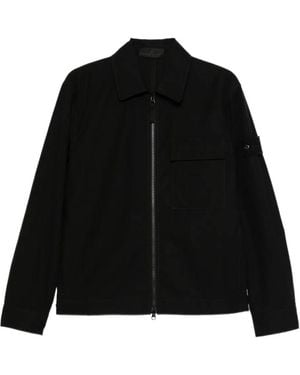 Stone Island Logo Patch Zip-Up Jacket - Black