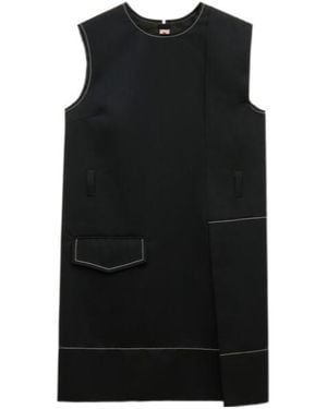 Marni Wool Wrap-Effect Mini Dress With Pocket - Black