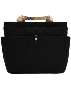 Burberry Check Trim Quilted Nylon Baby Changing Bag - Black