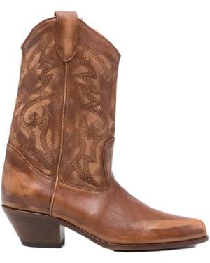 Vic Matié Leather Cowboy Boots - Brown