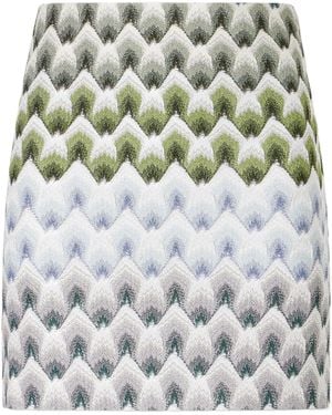 Missoni Striped Metallic Crochet-Knit Mini Skirt - Grey