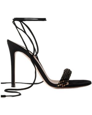Gianvito Rossi Embellished Suede Sandals - Black