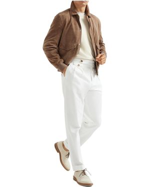 Brunello Cucinelli Long-Sleeved Aviator Jacket - White