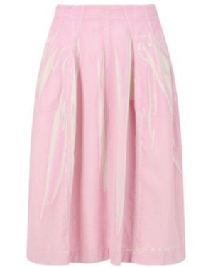 Marni Screen-Printed Denim Flared Skirt - Pink