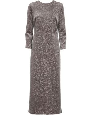 Peserico Sequined Long Sleeved Midi Dress - Gray