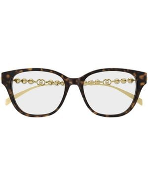 Gucci Eyewear Embellished Square Frame Glasses - White