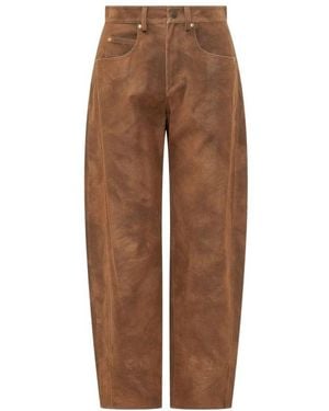 Isabel Marant Étoile Belky Logo Patch Barrel Fit Trousers - Brown