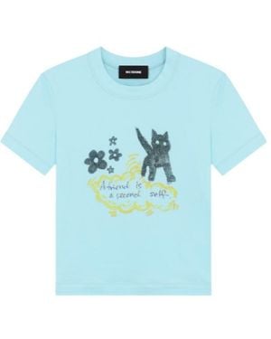 we11done Illustration-Style Print T-Shirt - Blue