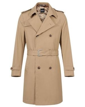 BOSS Double-Breasted Trench Coat - Natural