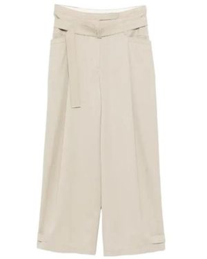 Low Classic Belt-Strap Casual Trousers - Natural