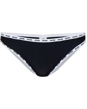 Moschino Logo-Trim Bikini Briefs - Blue