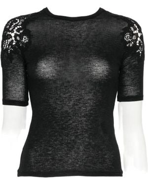 Ermanno Scervino Floral Lace Knit Top - Black