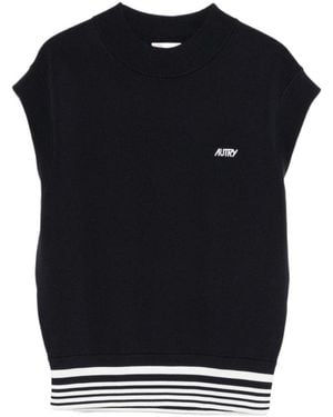 Autry Logo Embroidered Knitted Top - Black