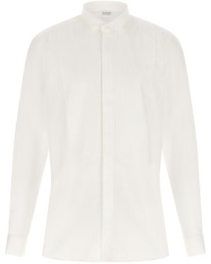 Pal Zileri Ceremony Pleated Tuxedo Shirt - White