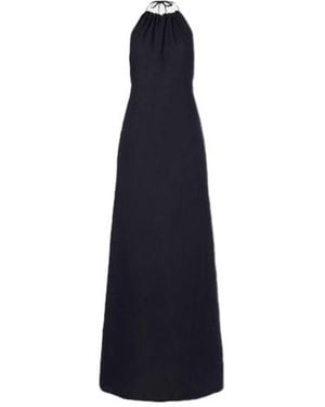 Nili Lotan Lelia Halterneck Linen Maxi Dress - Blue