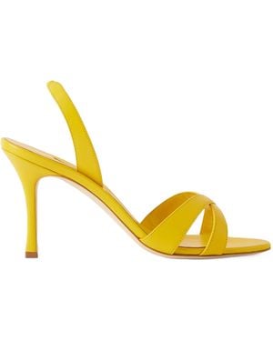 Manolo Blahnik Leather Slingback Sandals - Yellow