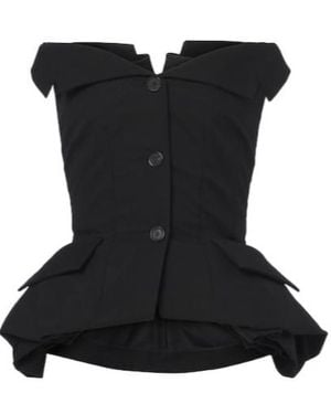 Magda Butrym Peplum Cotton Bustier Top - Black