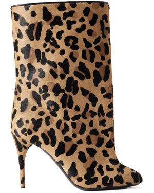 Alaïa 90 Leopard-Print Calf Hair Ankle Boots - Brown