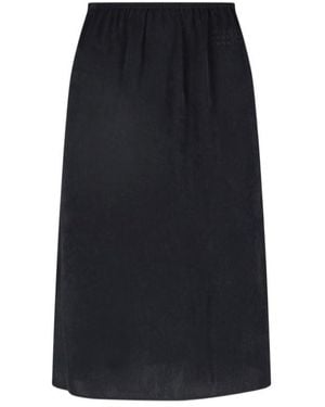 MM6 by Maison Margiela Logo Printed Buttoned Midi Skirt - Black