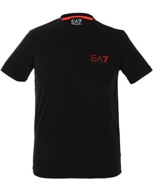 EA7 Logo Round-Necked T-Shirt - Black