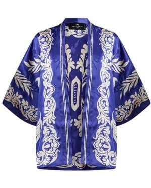 Etro Floral Jacquard Kesa Robe - Blue