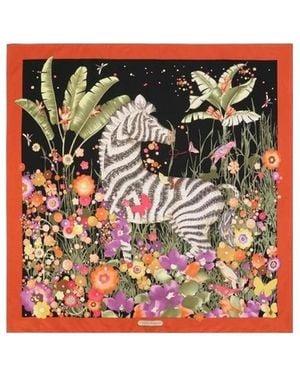 Ferragamo Printed Square Silk Scarf - Red