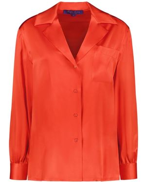 Ralph Lauren Stretch-Silk Long-Sleeve Shirt - Red