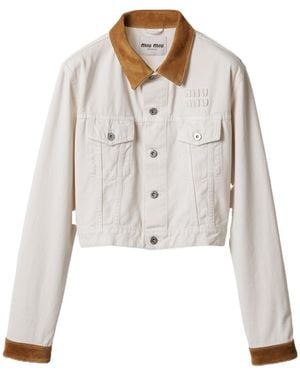 Miu Miu Cropped Denim Jacket - White